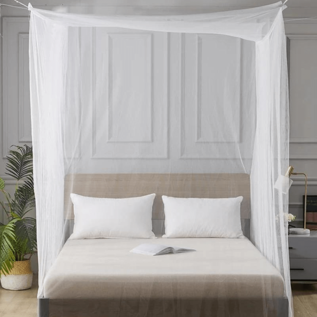 Moustiquaire Moustiquaire Blanc / 200x100x200cm Moustiquaire Luxe blanche à quatre coins 200cm DreamShield