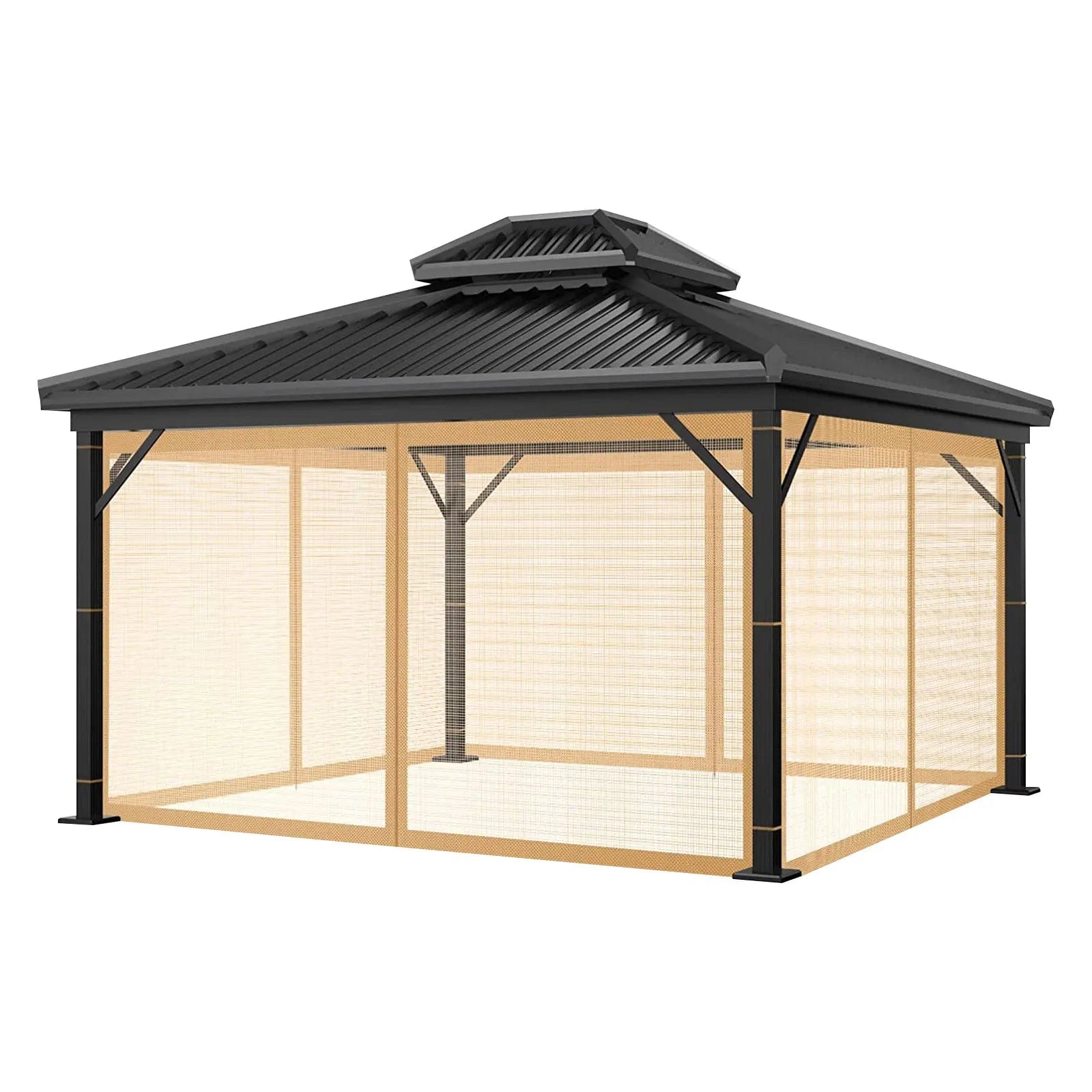 Moustiquaire Outdoor Gazebo Mosquito Netting Universal Replacement Canopy Net Screen 4-Panel Sidewall Curtain with Zippers for Garden Patio